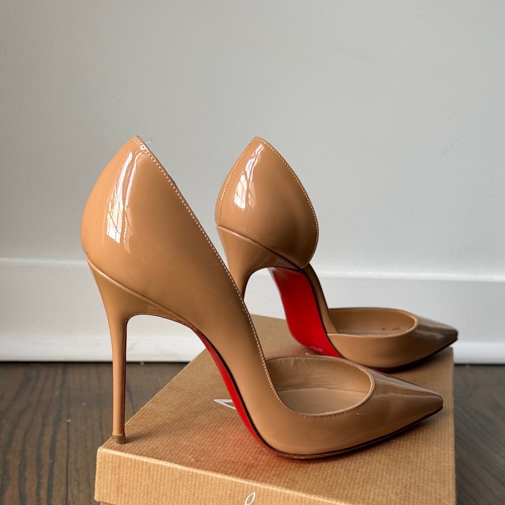 Christian Louboutin Iriza 100 Patent Nude Heels